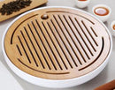Bamboo Tea Tray Solid Bamboo Tea Board Kung Fu Tea Set with Drain Rack Tools Tea Serving Teapot Tray Set Teal Kitchen Accessorie