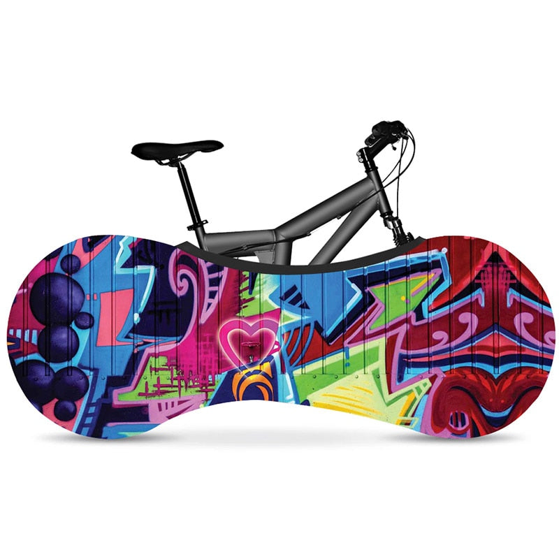 HSSEE Graffiti-Serie elastisches Fahrrad Indoor Staubschutz elastischer Stoff Fahrradreifenabdeckung 700c 26 "-28" Rennradzubehör