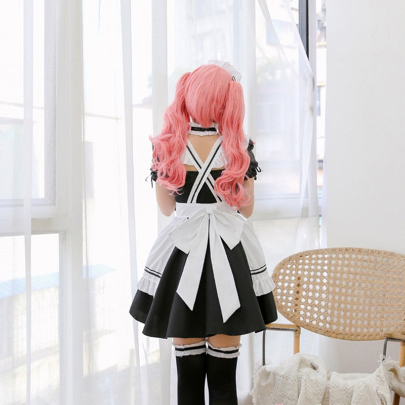 Amine Black Cute Lolita French Maid Cosplay Costume Dress Girls Woman Waitress Maid Party Stage Costumes