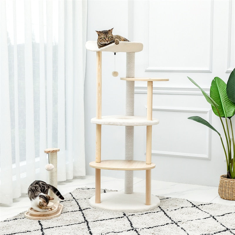 Árbol de gato de lujo, marco de escalada grande, poste de rascado multicapa, árbol de gato de Sisal resistente con bola colgante, patio de juegos Kittern