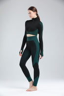 New Fitness Suits Yoga Women Outfits 3pcs Sets Long Sleeve Shirt+Sport Bra+Seamless Leggings Workout Running Clothing Gym Wear