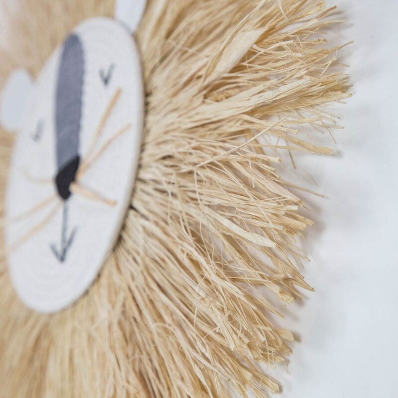 Cartoon Lion Hanging Decorations Handmade Cotton Thread Weaving Animal Head Ornament Kids Room Wall Home Accessory 60cm