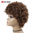 Wignee Short Hair Synthetic Wigs Afro Kinky Curly Heat Resistant for Women Mixed Brown Cosplay African Hairstyles Daily Hair Wig