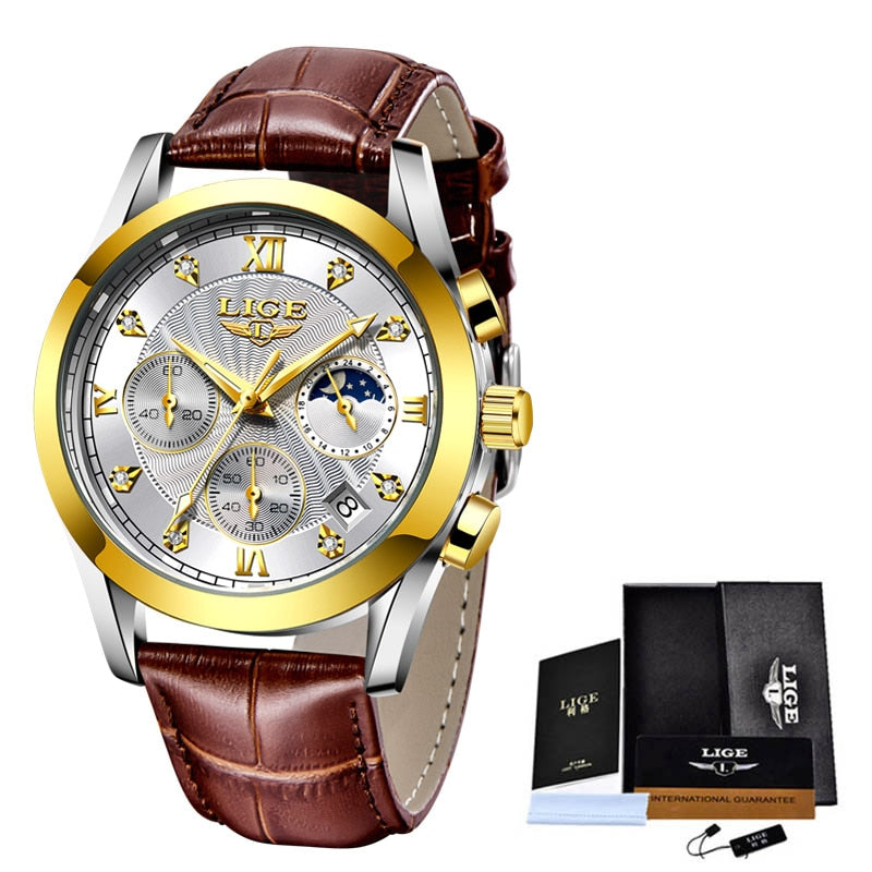 Nuevo reloj LIGE dorado para mujer, reloj de cuarzo de negocios, reloj de pulsera de lujo para mujer, reloj para niñas, reloj femenino 2020 + caja