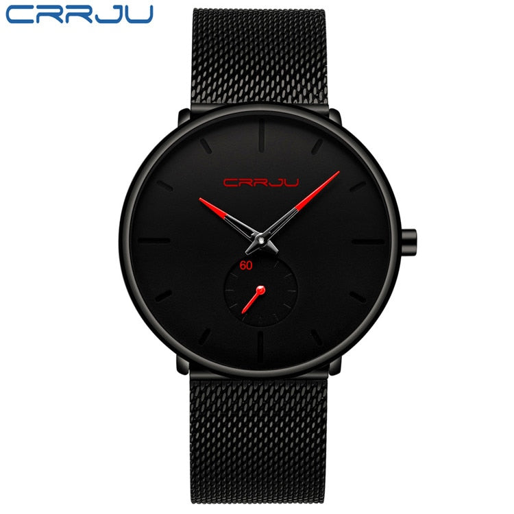 CRRJU Herrenuhren Ultradünn, minimalistisch, wasserdicht – modische Armbanduhr für Herren, Unisex, Kleid mit Edelstahl-Mesh-Band