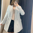 Za 2021 Women Suit Jacket Tweed Blazer Women Jacket Femme Plaszcz Wiosenny Damski Sobrecamisa Cuadros Plaid Checkered Blazer