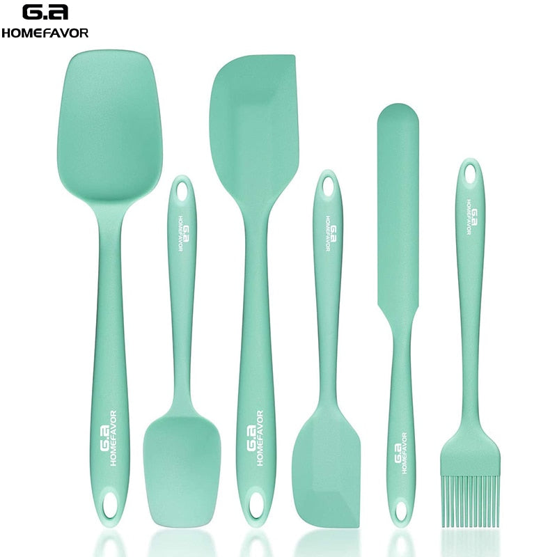 6 Pcs Kitchen Utensils Set Kitchenware Spatula Spoon Scraper Brush Tools Silicone Baking Cooking Cake Accessories