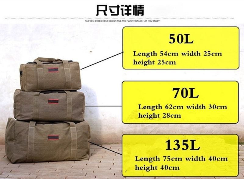 Large Capacity Canvas Travel Luggage Bag Outdoor Travel Duffle Bag