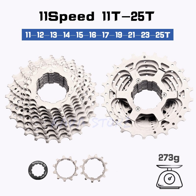 SUNSHINE Road Bike Freewheel 11-25T/28T/32T/34T/36T Bicycle Flywheel 8/9/10/11/12S Speed Cassette Sprocket for Shimano HG K7