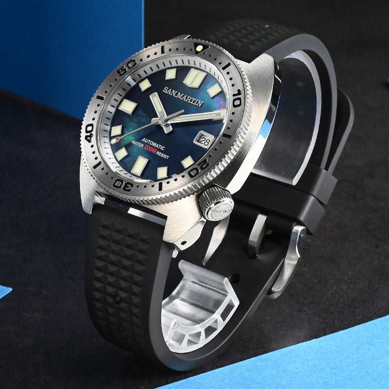 San Martin Diver 6105 Wave 3D Printing Full Luminous Kanagawa Surfing Dial NH35 Automatic Mechanical Men Watch Sapphire Date