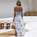 2022 vestido de playa bohemio mujer verano Casual sin mangas Split Floral fuera del hombro Maxi vestido largo bohemio ropa bata femenina