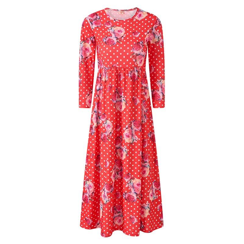 Vestido floral de manga larga para niña pequeña, bata Midi con estampado de flores para niña, trajes hasta el tobillo para primavera y otoño, trajes de vacaciones