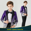 Children's gradient Sequin suit  Boys Dress Catwalk Costume Sequins Small Host Stage Model Handsome Children's Clothing jacket