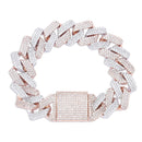 TOPGRILLZ Micro paved Cubic Zircon Big Box Clasp 20mm Cuban Bracelet Bling Hip hop Jewelry  AAA CZ Cuban Chain Bracelet 7-9 Inch