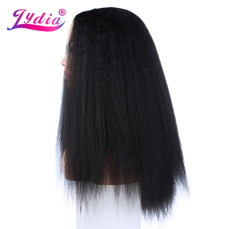 Lydia Afro Kinky Straight U Part Natürliche schwarze Haarperücke Hitzebeständige Synthetik 16-22 Zoll Tägliche Perücken für Frauen Damen