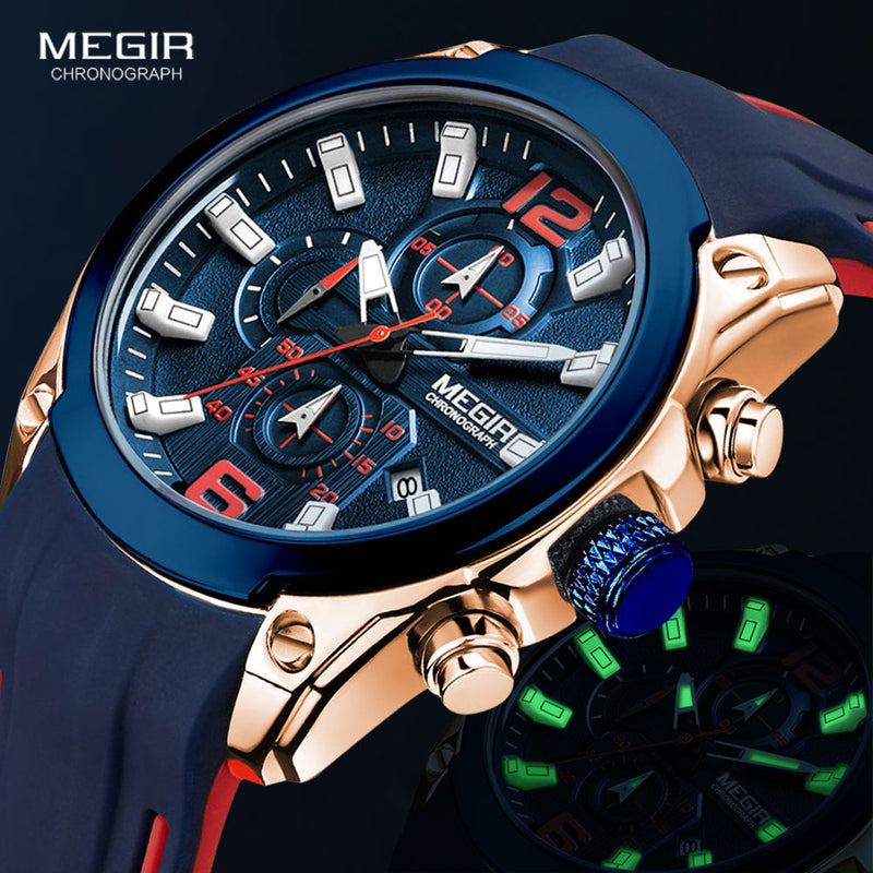 Megir Herren Chronograph Quarzuhren Luxus wasserdichte Armbanduhr Top-Marke Militärsportuhr Herren Relogios Masculino 2063