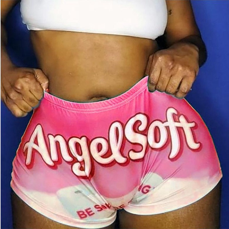 Sommer-neuer Art-Buchstabe, der sexy Hüft-anhebende hohe Taille elastische Damen-große Süßigkeits-Snack-Kurzschluss-Frauenkurzschlüsse druckt