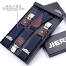 Genuine Leather Men's Suspenders  3/6 Clips Braces Suspensor Adjustable Belt Strap Bretelles Vintage Male Garter For Shirt