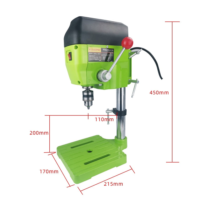 ALLSOME High Variable Speed Bench Drill Press 480W Drilling Machine Drilling Chuck 1-10mm For DIY Wood Metal Electric Tools