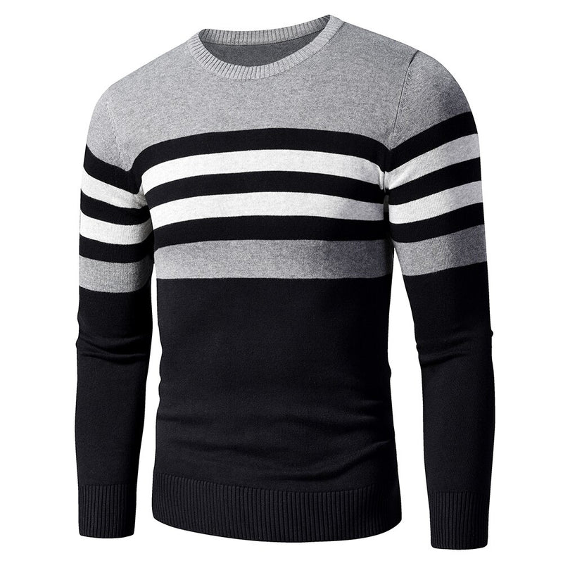 4XL Men 2020 Autumn New Casual Striped Thick Fleece Cotton Sweater Pullovers Men Outfit Fashion Vintage O-Neck Coat Sweater Men