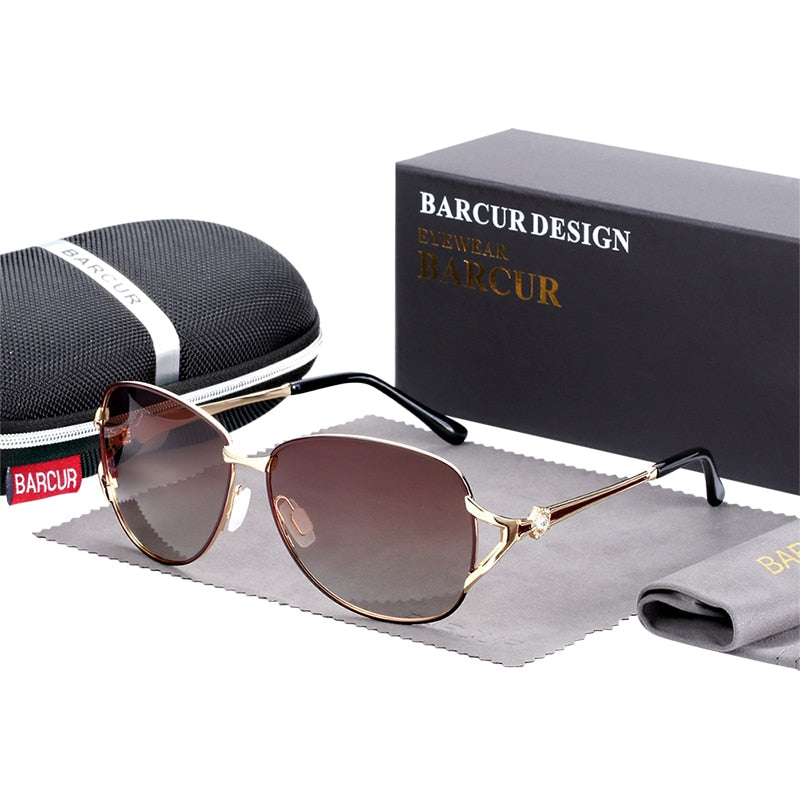 BARCUR, gafas de sol con degradado para mujer, gafas de sol polarizadas, gafas redondas de lujo, lunette de soleil homme