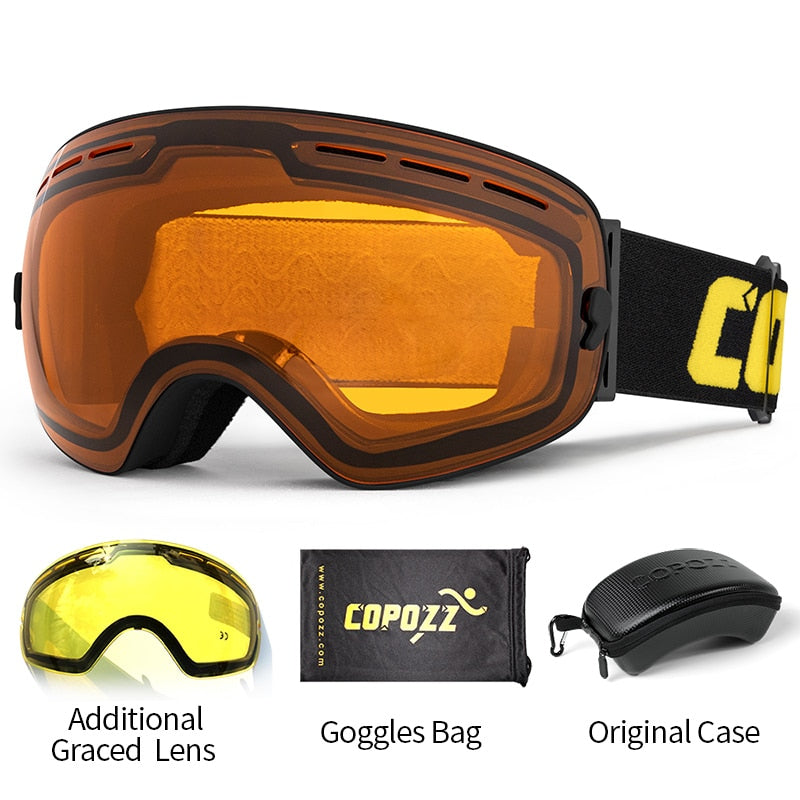 Marca COPOZZ, gafas de esquí profesionales, lentes de doble capa, antiniebla, UV400, grandes gafas de esquí, esquí, Snowboard, hombres, mujeres, gafas de nieve
