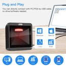 Eyoyo 2D Desktop Barcode Scanner, Omnidirectional Hands-Free Wired USB Big Barcode Reader 1D QR Screen Barcodes Scanning Scanner