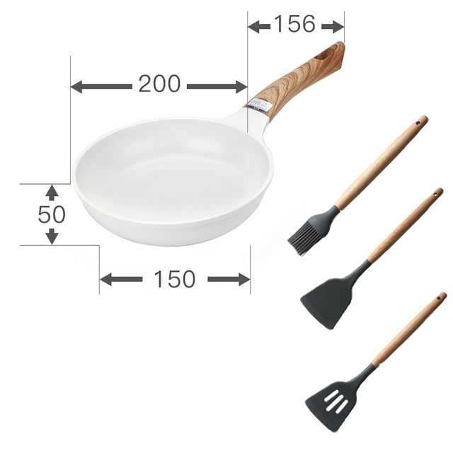 Ceramic Frying Pan Cookware Set Pot and Non Stick Cooking Pan Set Breakfast Crepe Pan Honeycomb Wok Japanese Kitchen Enamel Pan