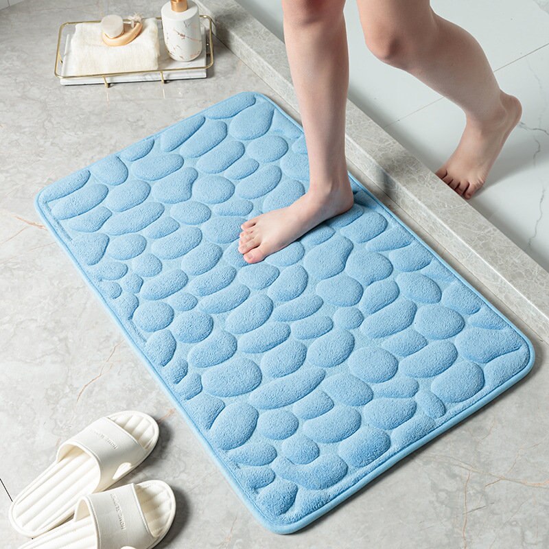Simple Momery Badezimmermatte aus Schaumstoff, 3D-Kopfsteinpflaster, saugfähig, Badvorleger, Toilette, Flur, rutschfest, Fußmatte, Bodenteppich, waschbar