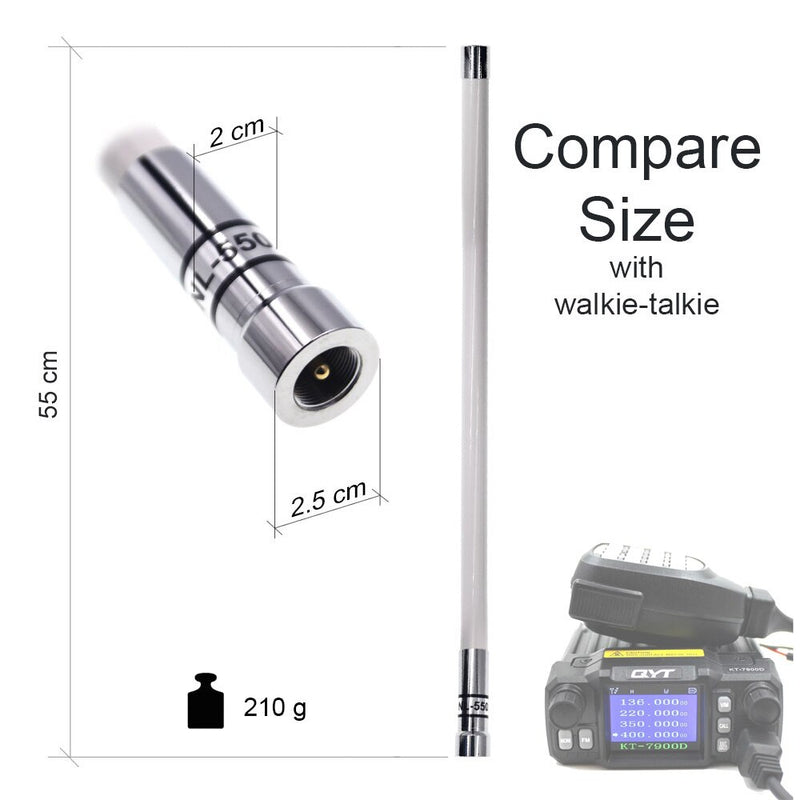 NAGOYA NL-550 VHF UHF 144 MHz / 430 MHz Dual Band 200 W 3,0 dBi Glasfaserantenne mit hoher Verstärkung für Mobilfunk-Auto-Funkgeräte