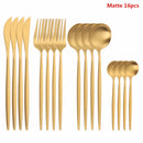 Black Tableware Forks Knives Spoons Cutlery Dinner Set Stainless Steel Cutlery Set Kitchen Flatware Set 16Pcs Luxury Dinnerware