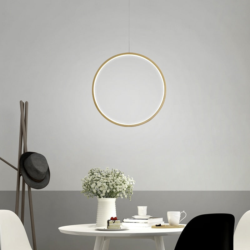 Luces de araña LED modernas minimalistas, anillo redondo, lámpara colgante circular para el hogar, iluminación para sala de estar, accesorio interior