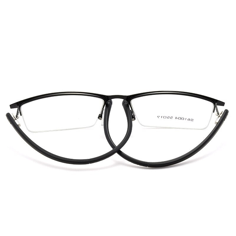 Business Half Rim Men Glasses Frame Metal Alloy Eyeglasses Fashion Cool Optical Eyewear Man Spectacles Prescription Frames