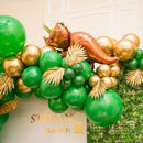 105pcs Dinosaur Balloons Garland Kit for Birthdays Baby Showers Decoration and comes with T Rex, Velociraptor, Brontosaurus