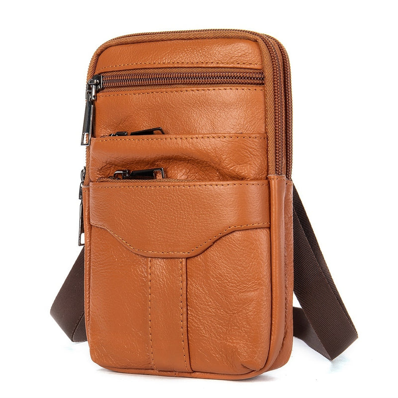 Bolso pequeño WESTAL para hombre, bolso con solapa de cuero genuino para teléfono, bolsos de hombro para hombre, bolsos cruzados de cuero para hombre sobre el hombro