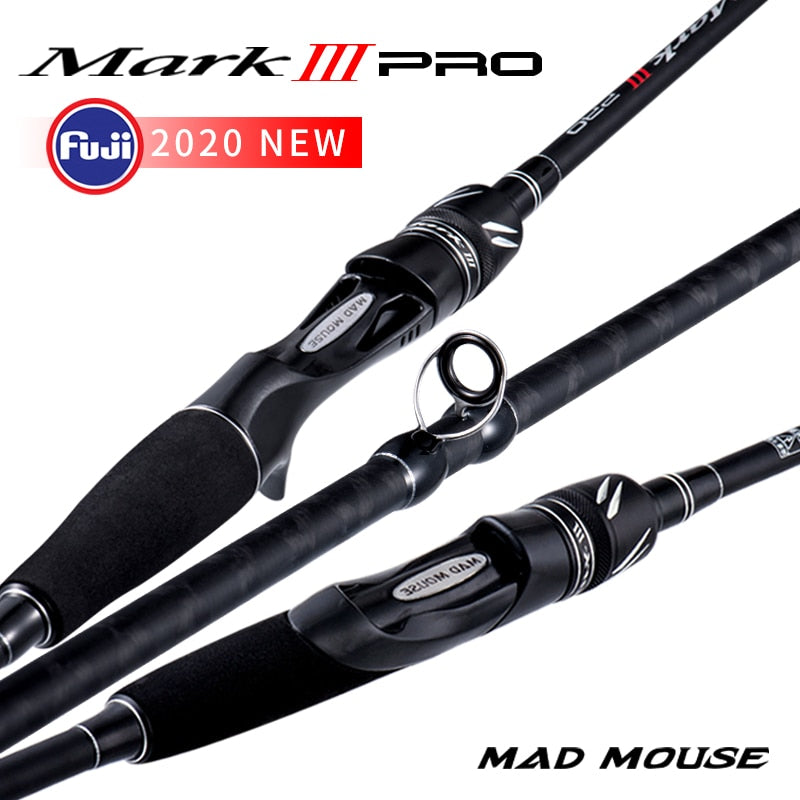 Nueva caña de pescar con señuelo MADMOUSE MARK III PRO 1,98 m 2,09 m 2,28 m N/ML Power MF Action Lure WT 3-21g 2 uds cañas de fundición giratorias