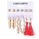2020 Vintage Women Drop Earrings Set Bohemia Acrylic Tassel Pearl Alloy Long Pendant Earrings Geometric Jewelry Party Gift