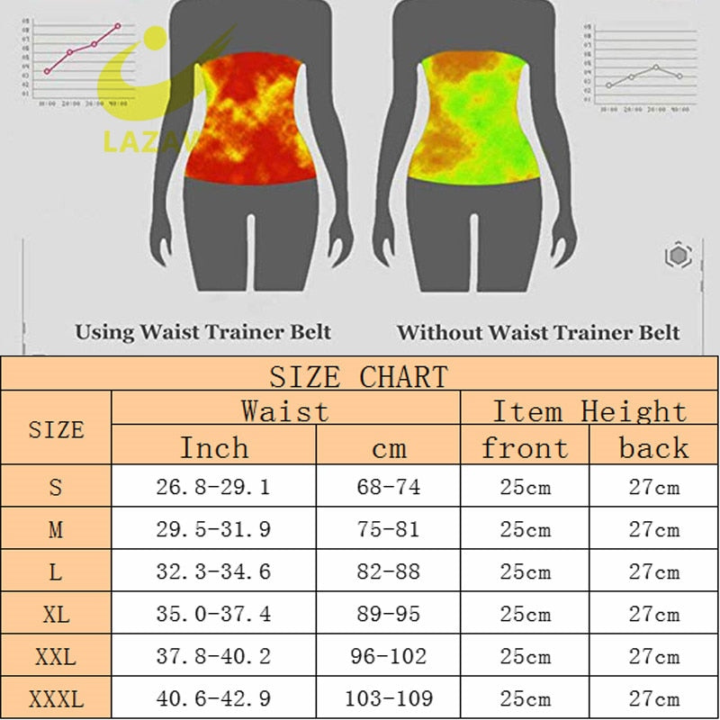 LAZAWG Waist Trimmer Belt Waist Eraser Sauna Sweat Band Waist Trainer for Weight Loss Slimming Body Shaper Sports Girdle Workout