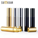 50 unids/lote, botella de Perfume de 10ML, vidrio chapado UV recargable con atomizador de aluminio, botellas de Spray, contenedores vacíos de muestra