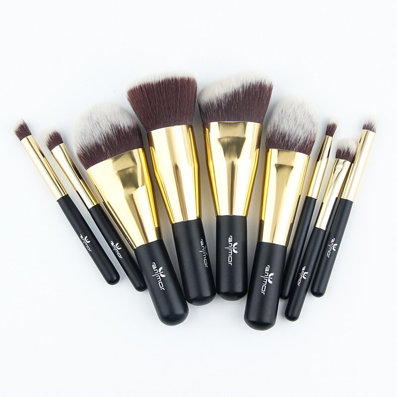 Anmor 9PCS Mini Soft Makeup Brushes Set Kit Portable Kabuki Brush For Make up Professional Cosmetic Travel Bag pincel maquiagem