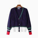 HLBCBG High Quality Fashion Designer Cardigan Long sleeve Single Breasted Contrast Color Button Knitted Sweaters