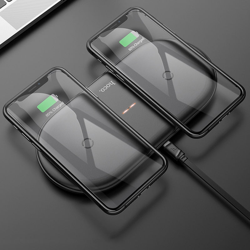 Cargador inalámbrico HOCO Fast Dual 2 en 1 para Airpods Pro para iPhone X XR XS 11 Pro Max Samsung S10 Xiaomi QI carga por inducción