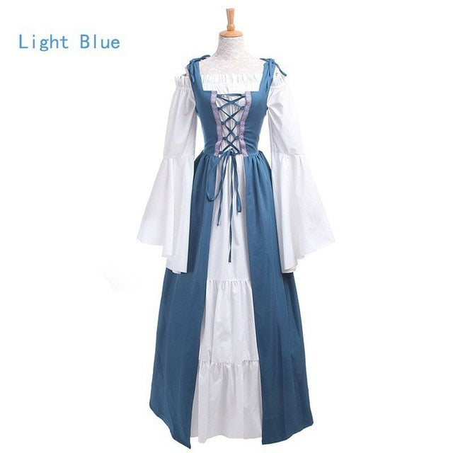 S-6XL Medieval Punk Dress Cosplay Halloween Costumes Women Palace Carnival Party Disguise Princess Female Victorian Vestido Robe