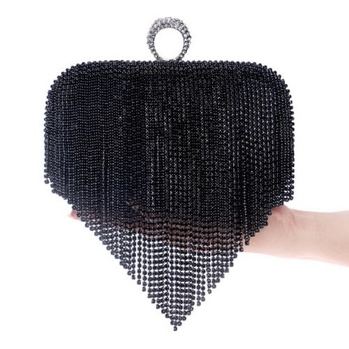 GLOIG moda mujer borla bolsos de noche diamantes con cuentas embrague boda bolso hombro fiesta damas caso monedero