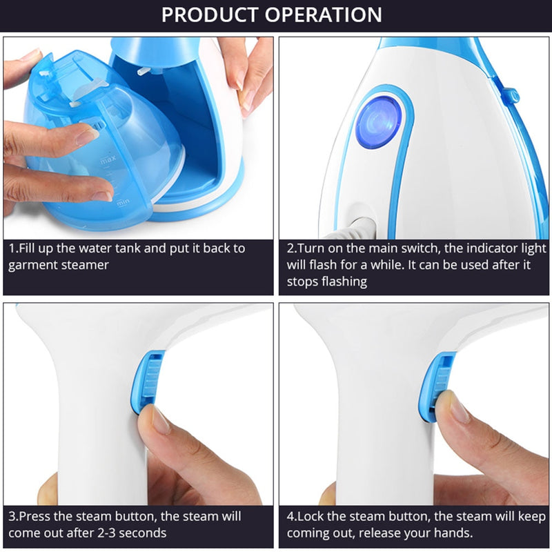 290ml Handheld Steamer 1500W Powerful Garment Steamer Portable 15 Seconds Fast-Heat Steam Iron Ironing Machine for Home Travel