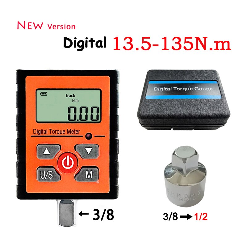 New Verison 1/2" 1/4" 3/8" Digital Torque Wrench Adapter Professional Electronic Torque Meter For Bicycle Car Repair  0.3-200N.m