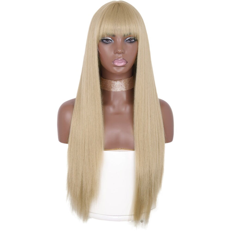 AZQUEEN Synthetic Wigs Long Straight Orange Color Women cosplays Wig 30 Inches Central Part Hair Silver Grey White Red Colour