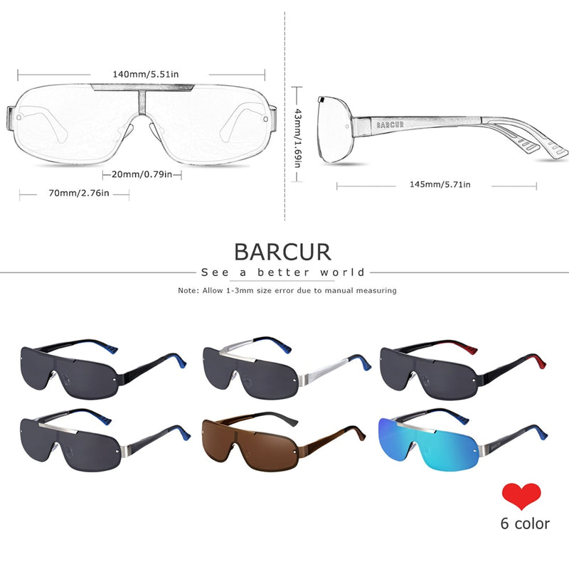 BARCUR Aluminium Magnesium Sonnenbrille Herren Polarisierte Sonnenbrille für Herren Pilot Sport Eyewear UV400