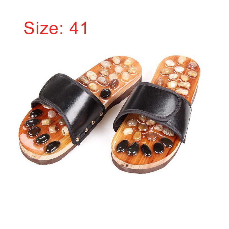 Zapatillas masajeadoras de pie de piedra de guijarro Natural cuidado de la reflexología zapatos de masaje de punto de acupuntura de pie activador de sangre para hombres y mujeres