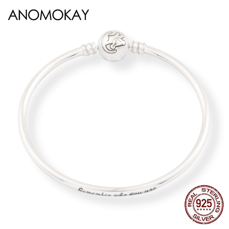 Anomokay nuevo 100% Plata de Ley 925 lindo pequeño León brazaletes pulseras para niños moda regalo de cumpleaños S925 joyería de plata